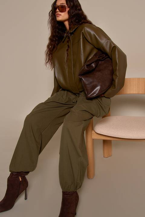 Düğmeli Wide Leg Pantolon - Siyah 36 2