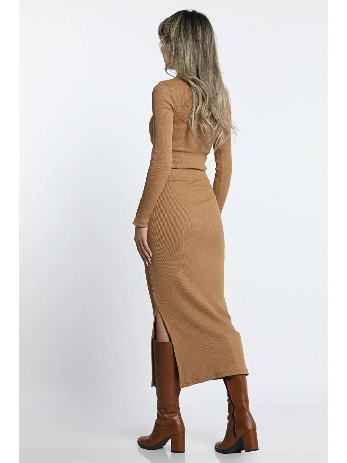 Yırtmaç Detaylı Kaşkorse Body - Krem 36 5